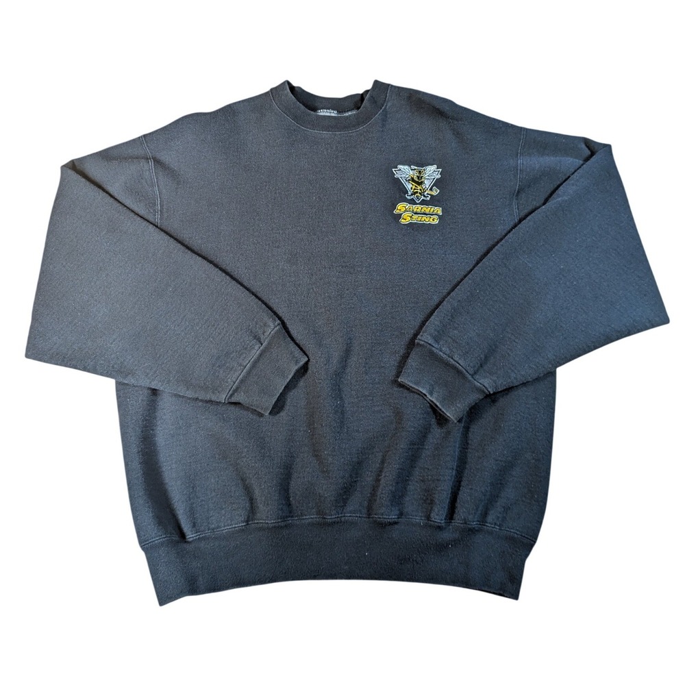 Sarnia Sting OHL Fruit of the‎ Loom Mens XL Sweatshirt Black Good Hockey Vintage